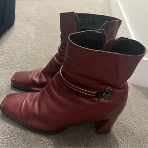 Maroon Purple Red Brown Burgundy Magenta Scarlet Leather 3 inch Heels Boots